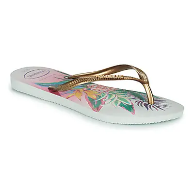 Havaianas SLIM TROPICAL women's Flip flops / Sandals (Shoes) in White