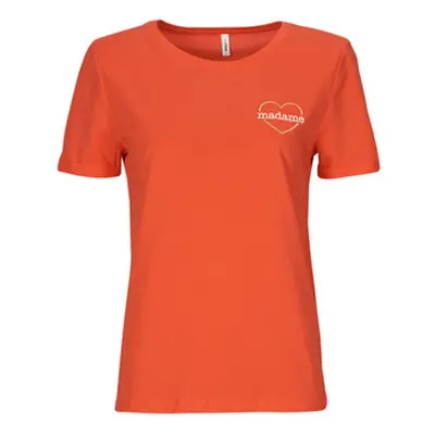 Only ONLBEATE LIFE S/S HEART TOP CS JRS women's T shirt in Red