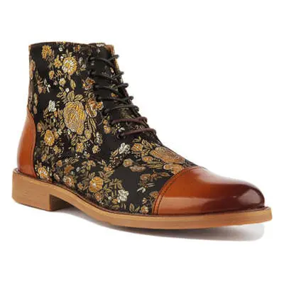 Justinreess England Floral Print men's Boots in Brown