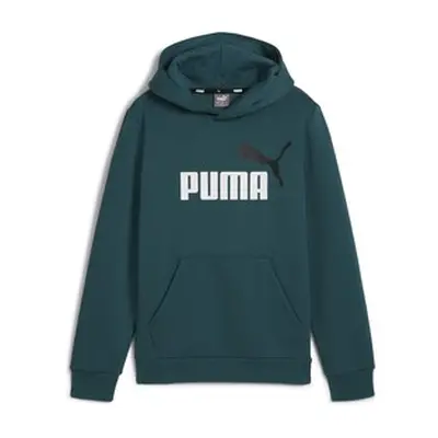 Puma ESS+ 2 COL BIG LOGO HOODIE FL boys's Children's sweatshirt in Green