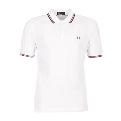 Fred Perry SLIM FIT TWIN TIPPED men's Polo shirt in White