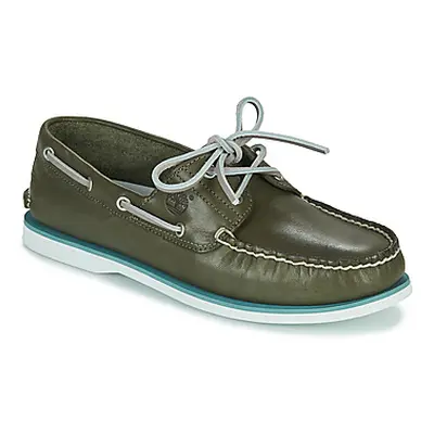 Timberland 2 Eye Boat leather men's Boat Shoes in Kaki