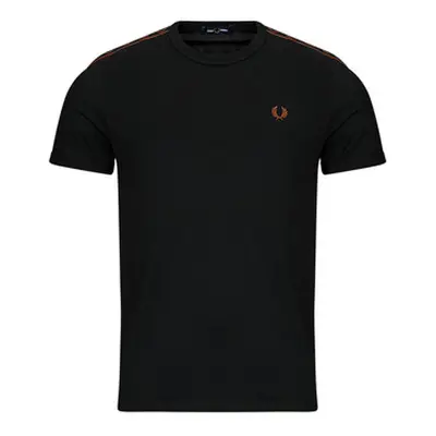 Fred Perry CONTRAST TAPE RINGER men's T shirt in Black