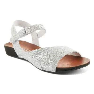 Justinreess England Jimena Flat Comfort Sandal with Strap women's Sandals in Silver