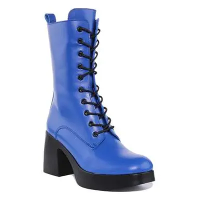 Justinreess England Zara Lace up women's High Boots in Blue