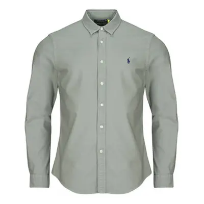 Polo Ralph Lauren CHEMISE AJUSTEE SLIM FIT EN OXFORD LEGER men's Long sleeved Shirt in Grey