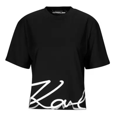 Karl Lagerfeld KARL SIGNATURE HEM T-SHIRT women's T shirt in Black