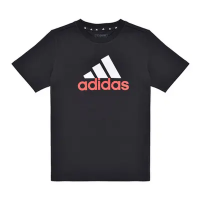 Adidas Essentials Two-Color Big Logo Cotton T-Shirt boys's Children's T shirt in Black