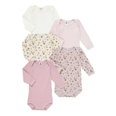 Petit Bateau BODY US ML ROSAMINI PACK X5 girls's Sleepsuits in Pink