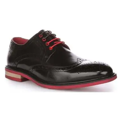 Justinreess England Justinreess Mens Lace Up Black Leather Brogues with Red Soles men's Slip-ons