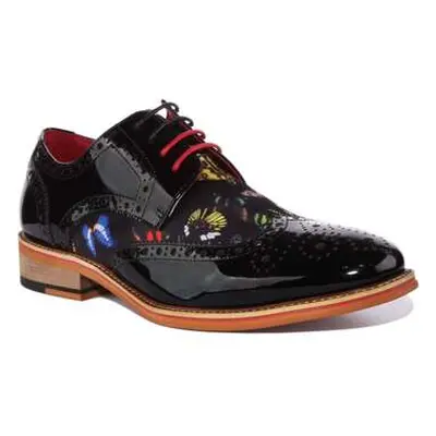 Justinreess England Mens Butterfly Print Lace up Brogue Shoes men's Slip-ons (Shoes) in Black