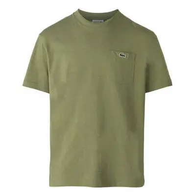 Lacoste Chest Pocket Cotton T-Shirt Khaki men's in Green