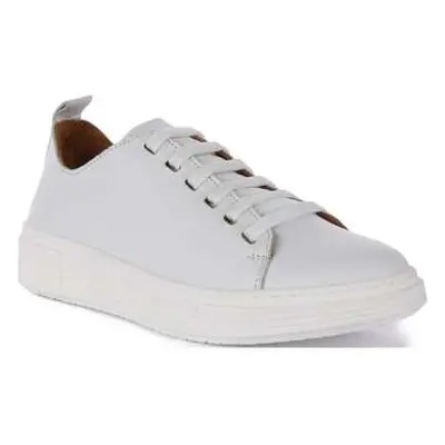 Justinreess England Womens Soft Leather Lace Up Casual Shoes women's Slip-ons (Shoes) in White