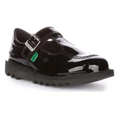 Kickers Kick T Velcro Patent girls's Children's Slip-ons (Shoes) in Black