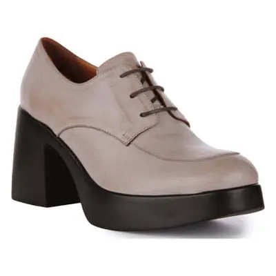 Justinreess England Womens Lace up Block Heel Oxford Shoe Boot women's Slip-ons (Shoes) in Grey