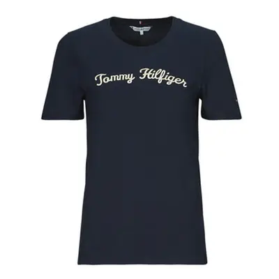 Tommy Hilfiger REG SCRIPT C-NK SS women's T shirt in Marine