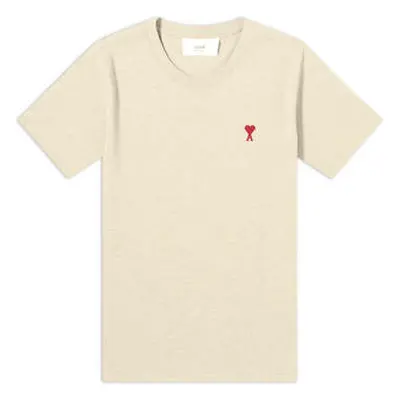 Ami Paris Men's Paris ' De Coeur' Vanilla T-Shirt men's in Beige