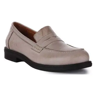 Justinreess England Womens Slip On Smart Flat Penny Bar Loafer women's Slip-ons (Shoes) in Grey