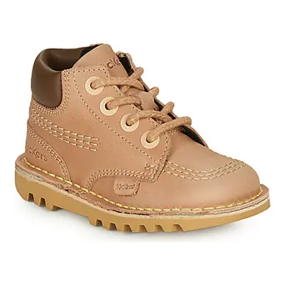 Kickers KICK HI ROLL LTHR IM LT TAN boys's Children's Shoes (High-top Trainers) in Beige