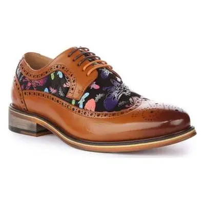 Justinreess England Mens Lace up Brogue Butterfly Print Bronw Shoes men's Slip-ons (Shoes) in Br