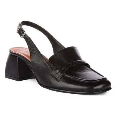 Justinreess England Womens Sling Back Open Back Strap Leather Block Heel Shoes women's Slip-ons 