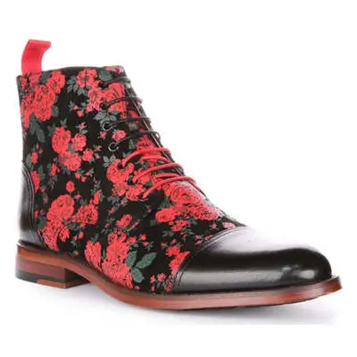 Justinreess England Justinreess Mens Lace up Ref Floral Black Leather Oxford Boots men's Boots i