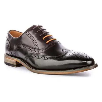 Justinreess England Mens Lace up Black Leather Brogues Shoes men's Slip-ons (Shoes) in Black