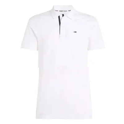 Tommy Jeans Slim Flag Placket Polo Shirt White men's in White