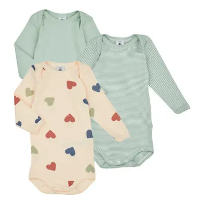 Petit Bateau BODY US ML PACK X3 girls's Sleepsuits in Green