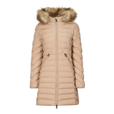 Superdry FUJI HOODED MID FAUSSE FOURRURE women's Jacket in Beige