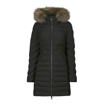 Superdry FUJI HOODED MID FAUSSE FOURRURE women's Jacket in Black