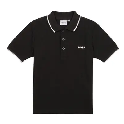 BOSS J25P26-09B-C boys's Children's polo shirt in Black