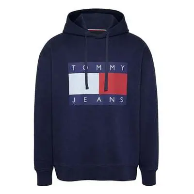 Tommy Jeans Flag Badge Relaxed Hoodie Dark Night Navy Melange men's Sweatshirt in Blue