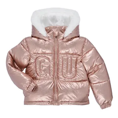 Guess HOODED PADDED LS PUFFER W/ZIP girls's Children's Jacket in Pink