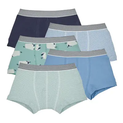 Petit Bateau LOT BOXER X5 boys's Boxer shorts in Multicolour