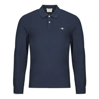 Gant REG SHIELD LS PIQUE RUGGER men's Polo shirt in Marine