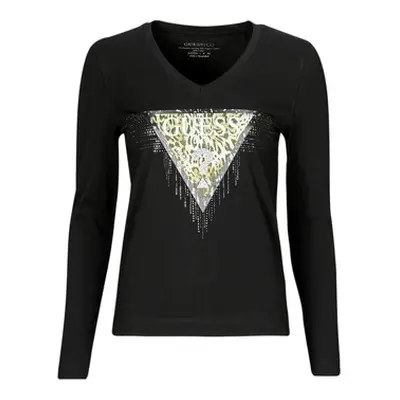 Guess LS VN TRIANGLE TIGER TEE women's in Black