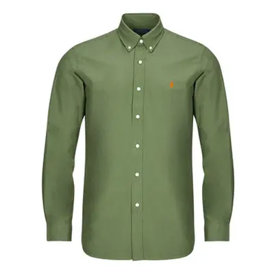 Polo Ralph Lauren CHEMISE AJUSTEE EN POPLINE DE COTON COL BOUTONNE men's Long sleeved Shirt in K