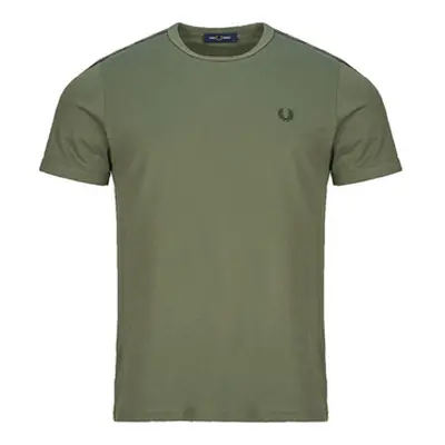 Fred Perry CONTRAST TAPE RINGER men's T shirt in Green