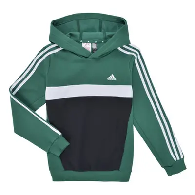 Adidas Tiberio 3-Stripes Colorblock Fleece Hoodie boys's Children's sweatshirt in Green