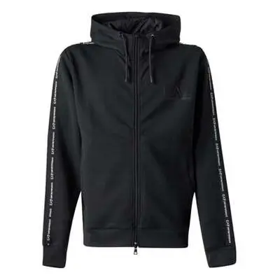 Ea7 Emporio Armani Logo Series Stretch Viscose Zip Hoodie Black men's Sweatshirt in Black