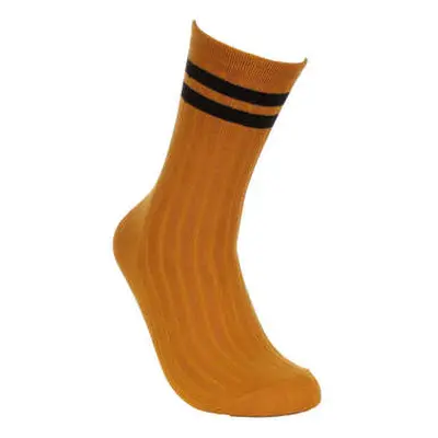 Justinreess England 2 Pairs Retro Sport Socks Mustard Black Stripe men's Stockings in Gold