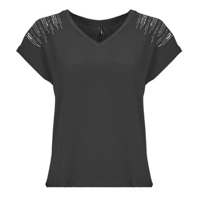 Only ONLLOUISA CAPSLEEVE MIX TOP BOX JRS women's T shirt in Black