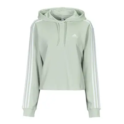 Adidas Essentials 3-Stripes French Terry Crop Hoodie women's Sweatshirt in Green