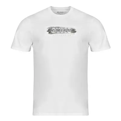 Guess SS BSC METALLIC DEBOSS LOGO TE men's T shirt in White