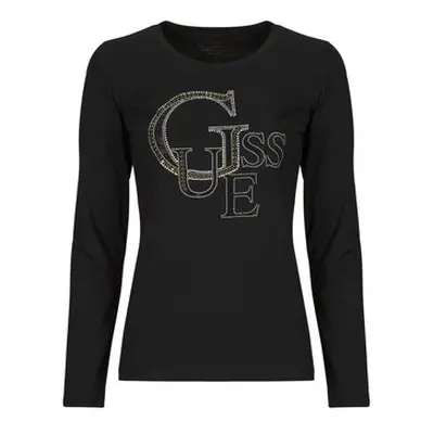 Guess LS RN GUESS STUDDED LOGO TEE women's in Black