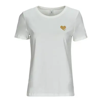 Only ONLKITA S/S LOGO TOP women's T shirt in White