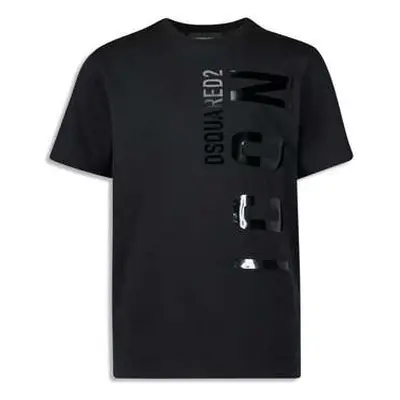 Dsquared Men's Black Black Vertical Icon Logo T-Shirt men's in Black