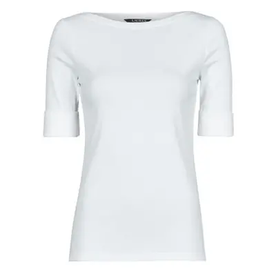 Lauren Ralph Lauren JUDY-ELBOW SLEEVE-KNIT women's T shirt in White