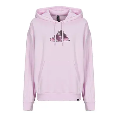 Adidas Holiday Graphic 3-Stripes Oversized Hoodie women's Sweatshirt in Purple